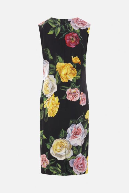 25SS 돌체앤가바나 미디 원피스 F6TMSTFSA7BHN5IY PEONIES ROSE BLACK BACKGROUND - DOLCE & GABBANA