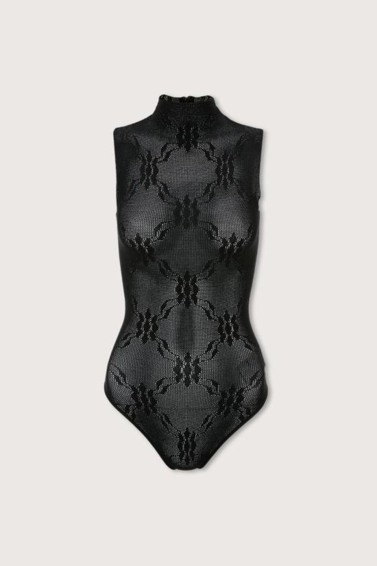  빅토리아 베컴 바디수트 티셔츠 슬리브리스 하이넥 바디수트 블랙