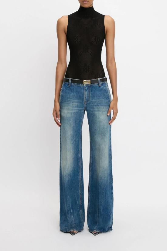  빅토리아 베컴 바디수트 티셔츠 슬리브리스 하이넥 바디수트 블랙 - VICTORIA BECKHAM