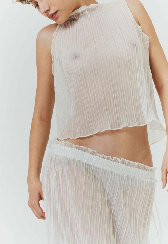  파이드 미 나우 민소매 티셔츠 지금 찾아보세요 플리티드 라이트 루렉스 보트넥 탱크탑