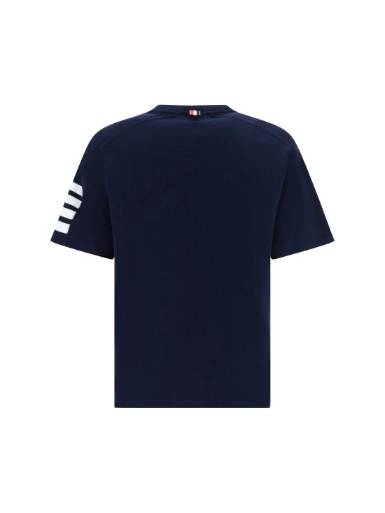 26SS 톰브라운 코튼 4바 숏 슬리브 티 MJS246A07323 415 BLUE - THOM BROWNE