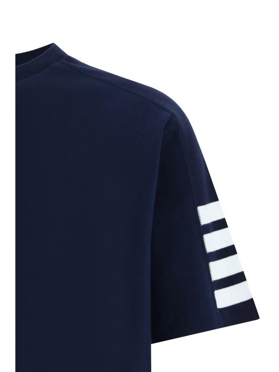 26SS 톰브라운 코튼 4바 숏 슬리브 티 MJS246A07323 415 BLUE - THOM BROWNE