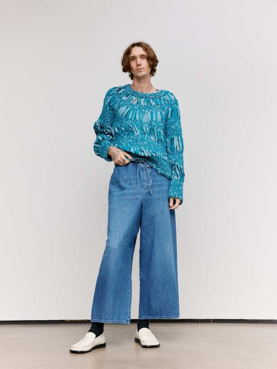  로에베 파울라 이비자 데님 팬츠 폴라 이비자 로에베 라이트 블루  크롭 팬츠 라이트 블루 - LOEWE