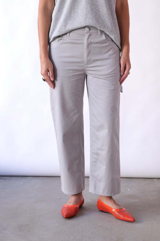  티비 데님 팬츠 가먼트 다이 실키 코튼 크롭 슬라우치 카고 진 그레이