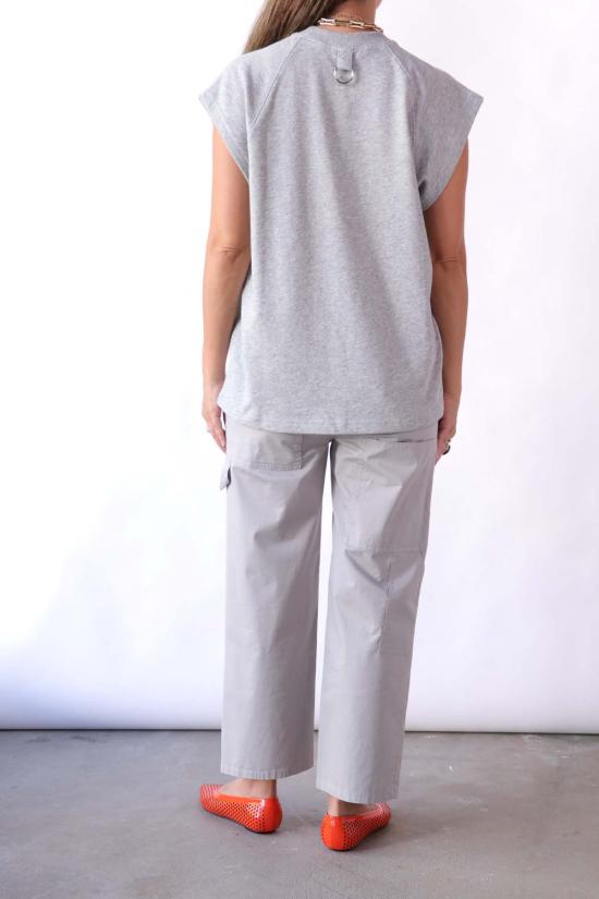  티비 데님 팬츠 가먼트 다이 실키 코튼 크롭 슬라우치 카고 진 그레이 - TIBI