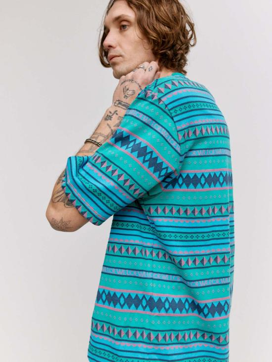  로에베 파울라 이비자 반팔 티셔츠 폴라 이비자 로에베 루즈핏 티셔츠 블루 & 멀티컬러