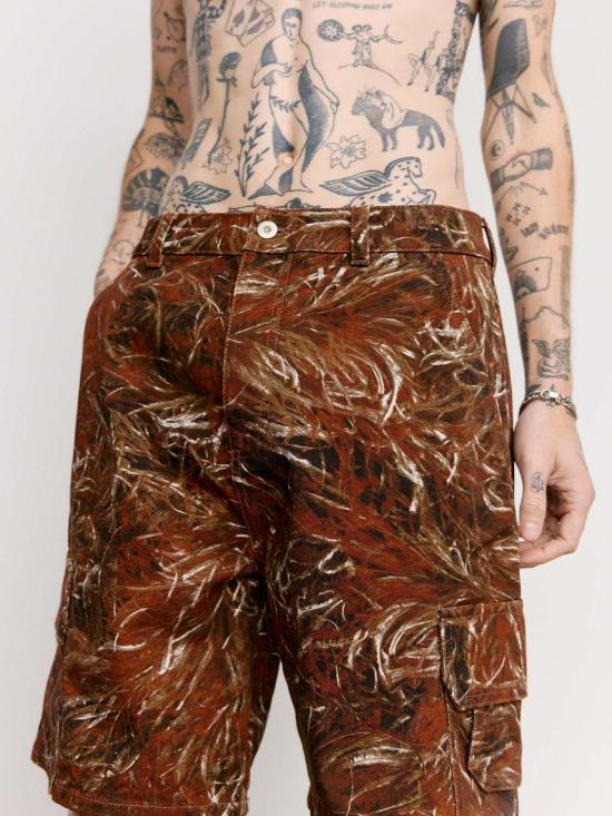  로에베 파울라 이비자 숏팬츠 폴라 이비자 로에베 다크 브라운 & 화이트 데님 카고 반바지 - LOEWE