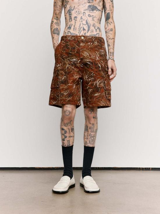  로에베 파울라 이비자 숏팬츠 폴라 이비자 로에베 다크 브라운 & 화이트 데님 카고 반바지