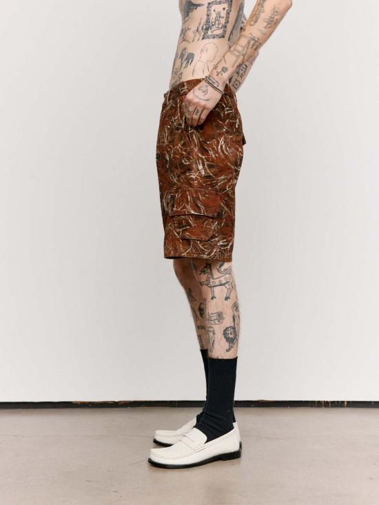  로에베 파울라 이비자 숏팬츠 폴라 이비자 로에베 다크 브라운 & 화이트 데님 카고 반바지 - LOEWE