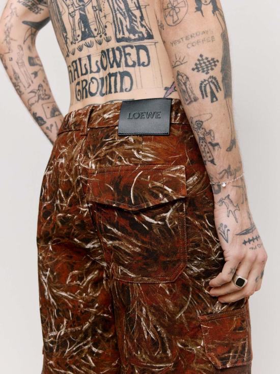  로에베 파울라 이비자 숏팬츠 폴라 이비자 로에베 다크 브라운 & 화이트 데님 카고 반바지 - LOEWE