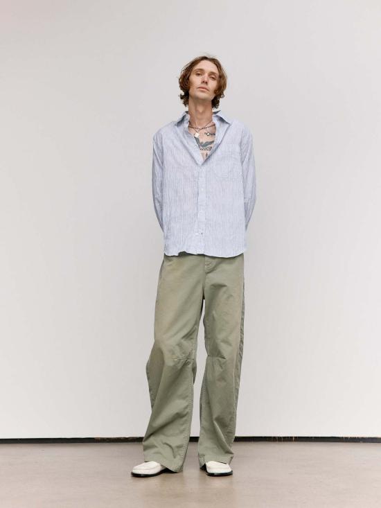  로에베 파울라 이비자 긴팔 셔츠 로에베 폴라 이비자 블루 & 화이트 스트라이프 텍스처  블루 & 화이트 스트라이프 - LOEWE