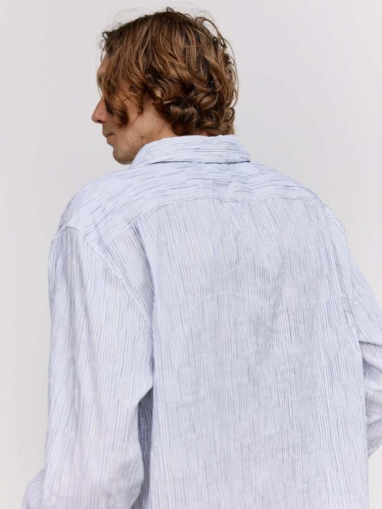  로에베 파울라 이비자 긴팔 셔츠 로에베 폴라 이비자 블루 & 화이트 스트라이프 텍스처  블루 & 화이트 스트라이프 - LOEWE