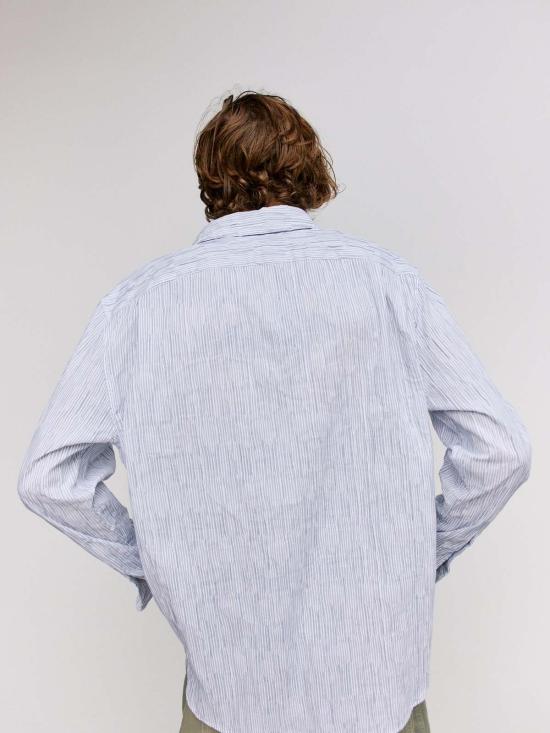  로에베 파울라 이비자 긴팔 셔츠 로에베 폴라 이비자 블루 & 화이트 스트라이프 텍스처  블루 & 화이트 스트라이프 - LOEWE