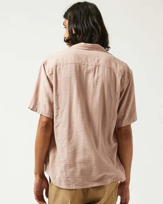  Corridor 반팔 셔츠 코리더 핑크 스트라이프 시어서커 반팔 버튼업 - CORRIDOR