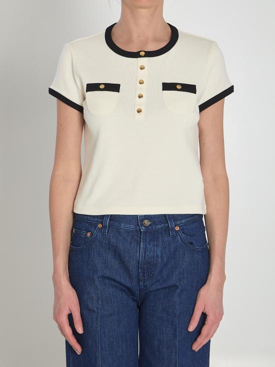 25SS 셀린느 / 여성 코튼 저지 크롭 티셔츠 RX07H0Q12 WHITE BPG - CELINE