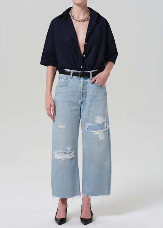  시티즌 오브 휴머니티 데님 팬츠 인류의 시민 아일라 로우 헴 크롭 진 바케로 - CITIZEN OF HUMANITY