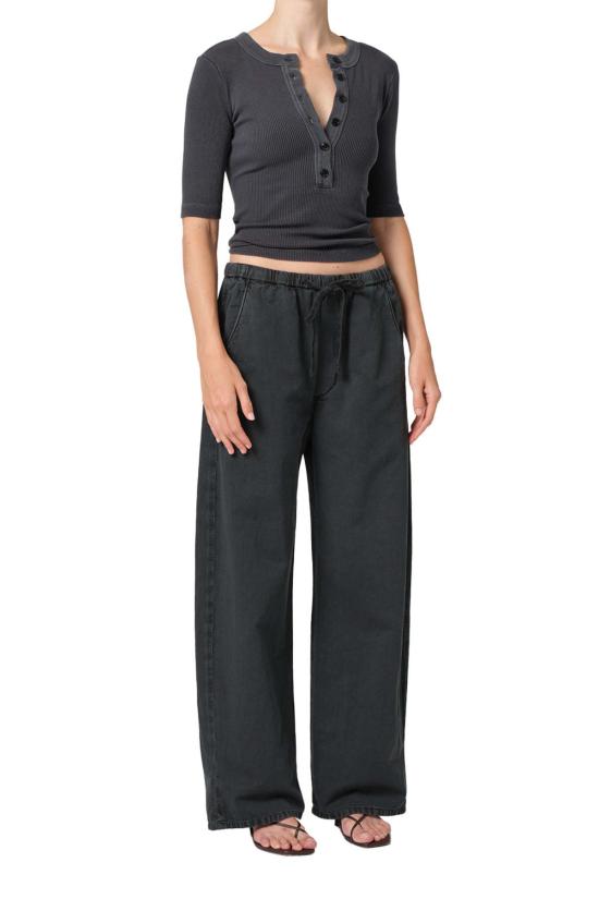  시티즌 오브 휴머니티 크롭 팬츠 오로라 풀온 팬츠 (블랙) - CITIZEN OF HUMANITY