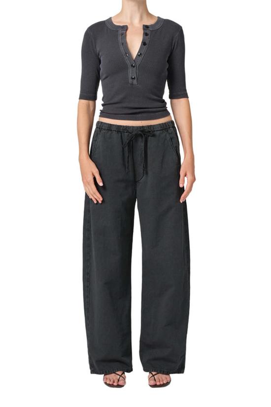  시티즌 오브 휴머니티 크롭 팬츠 오로라 풀온 팬츠 (블랙) - CITIZEN OF HUMANITY