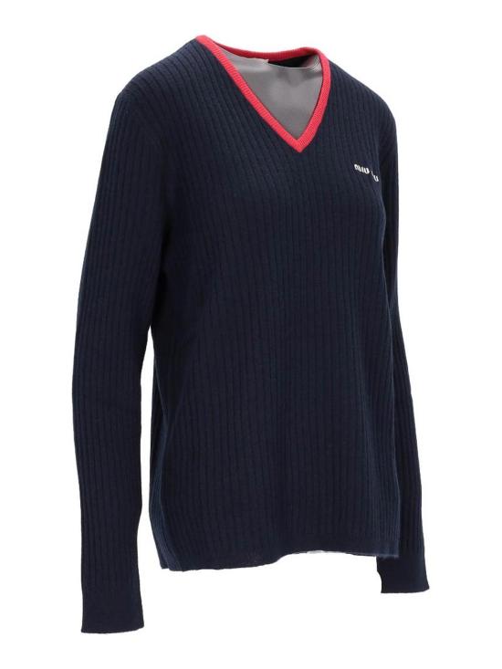  미우미우 긴팔 티셔츠 MMLA33SOOO1580F059F Blue - MIU MIU