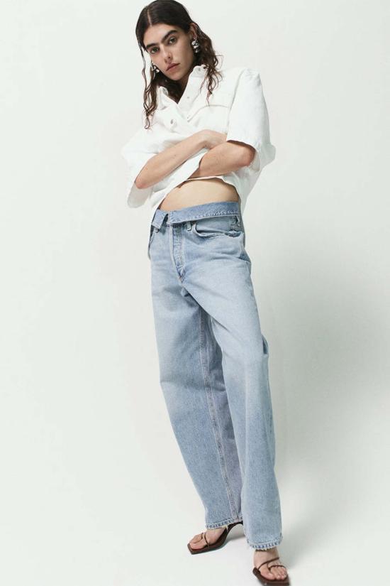  에이골디 데님 팬츠 아골드 에코 테이퍼 진 실러블 페일 빈티지 인디고