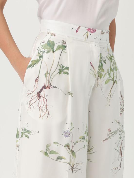 25SS 에르뎀 팔라초 팬츠 VC25TR5WBFST BOTANICAL GARDEN WHITE Yellow Cream - ERDEM