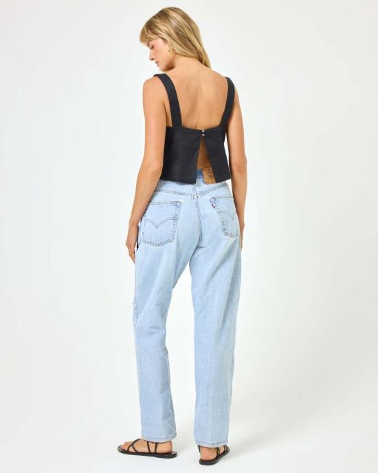  엘스페이스 민소매 티셔츠 LSpace 롱아일랜드 탑 블랙 - L SPACE