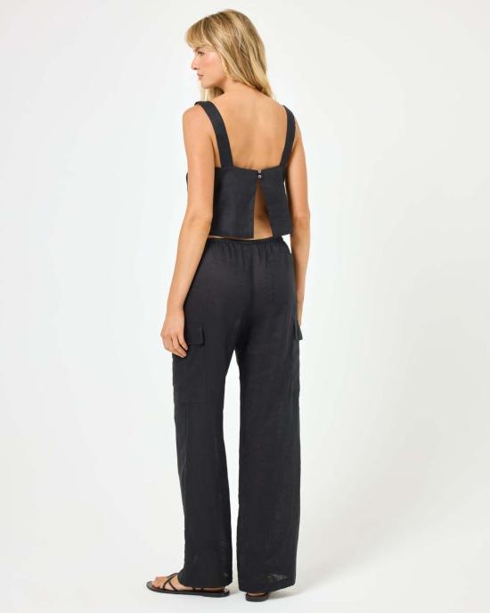  엘스페이스 민소매 티셔츠 LSpace 롱아일랜드 탑 블랙 - L SPACE