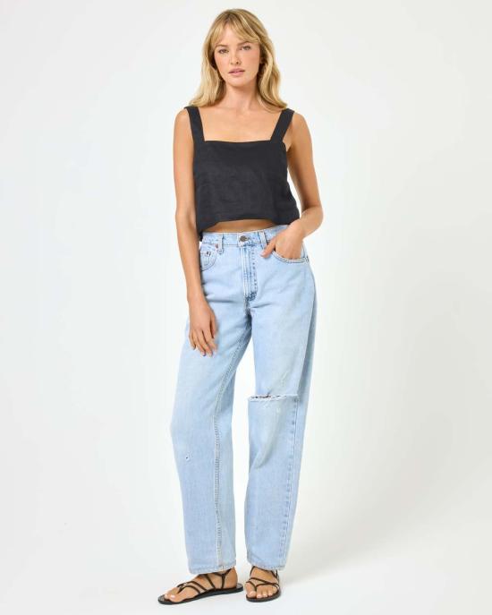  엘스페이스 민소매 티셔츠 LSpace 롱아일랜드 탑 블랙 - L SPACE