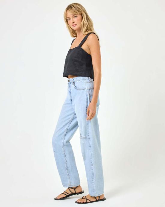  엘스페이스 민소매 티셔츠 LSpace 롱아일랜드 탑 블랙 - L SPACE