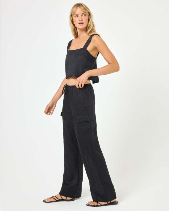  엘스페이스 민소매 티셔츠 LSpace 롱아일랜드 탑 블랙 - L SPACE