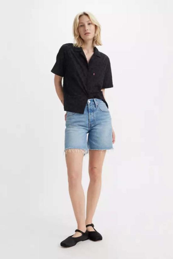  리바이스 데님 숏팬츠 501 미드 사이 숏 반바지 데님