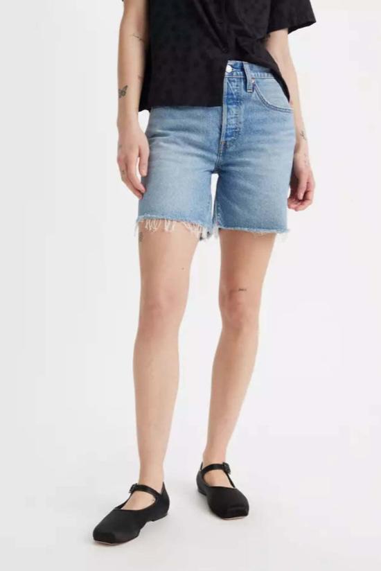  리바이스 데님 숏팬츠 501 미드 사이 숏 반바지 데님 - LEVI'S