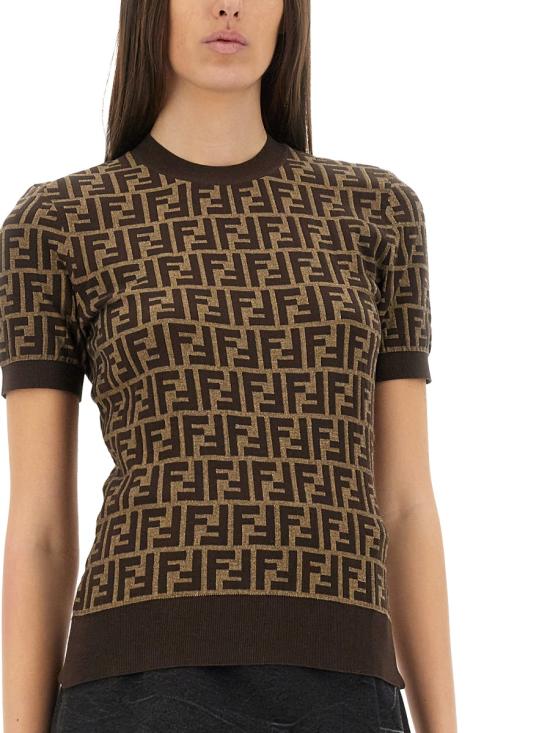 25SS 펜디 반팔 티셔츠 FZXC72 ASJTF0GGE BROWN - FENDI