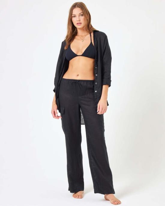  엘스페이스 스트레이트 팬츠 LSpace 선다운 카고 팬츠 블랙 - L SPACE