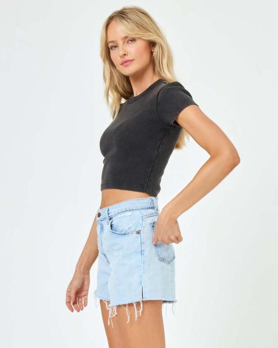  엘스페이스 반팔 티셔츠 LSpace 줄리아 탑 블랙 - L SPACE