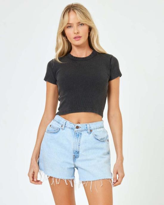  엘스페이스 반팔 티셔츠 LSpace 줄리아 탑 블랙