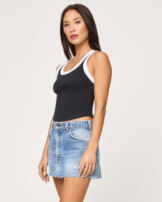  엘스페이스 민소매 티셔츠 L스페이스 애쉬 탱크 블랙 화이트 - L SPACE