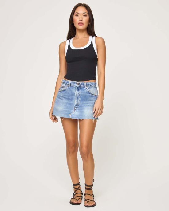  엘스페이스 민소매 티셔츠 L스페이스 애쉬 탱크 블랙 화이트 - L SPACE