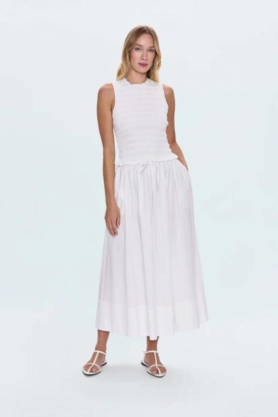  피스톨라 롱 스커트 노엘 팝린 맥시 스커트 화이트 - PISTOLA