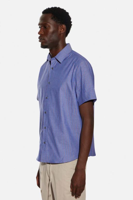  Blue&Cream 반팔 셔츠 블루&크림 제이크 SS  네이비/와인 스트라이프 - BLUE&CREAM