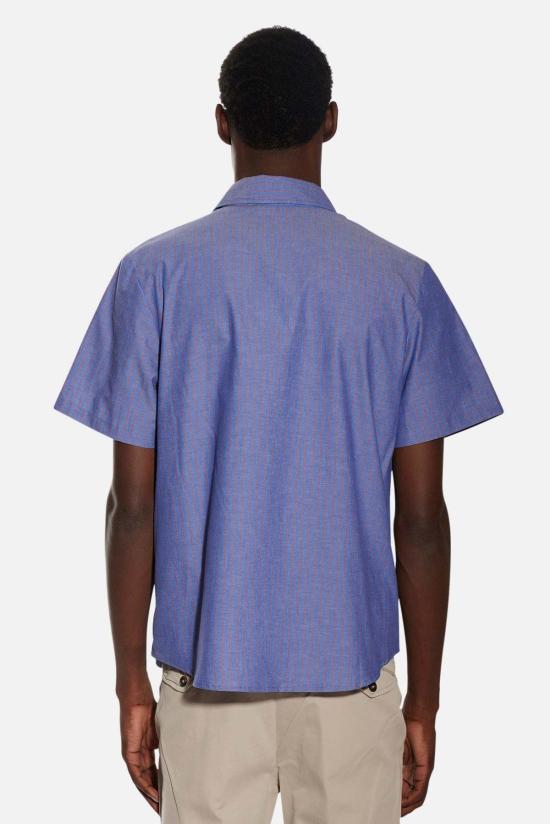  Blue&Cream 반팔 셔츠 블루&크림 제이크 SS  네이비/와인 스트라이프 - BLUE&CREAM