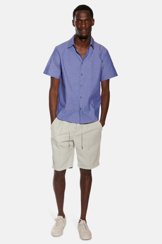  Blue&Cream 반팔 셔츠 블루&크림 제이크 SS  네이비/와인 스트라이프 - BLUE&CREAM