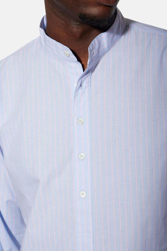  Blue&Cream 긴팔 셔츠 블루&크림 가브리 팝 오버  스카이/핑크 스트라이프 - BLUE&CREAM