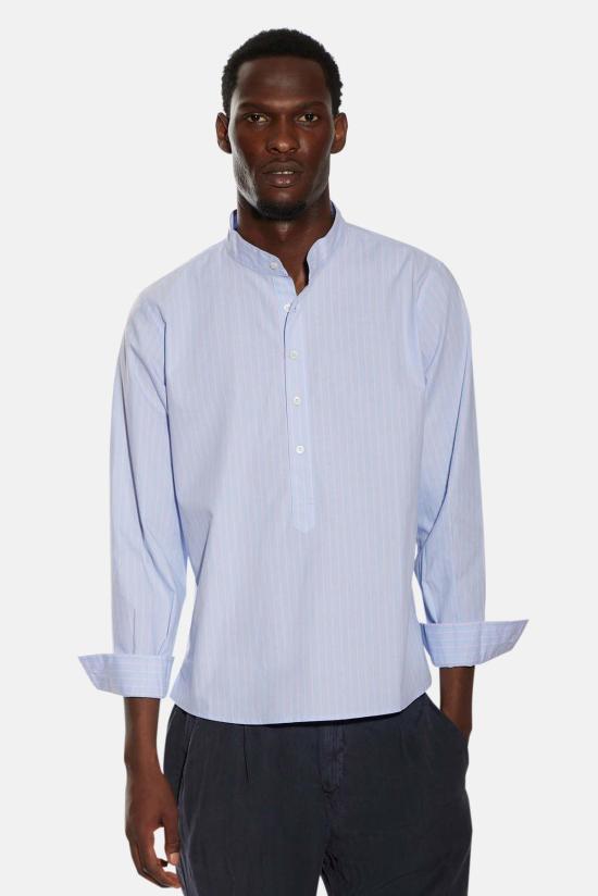  Blue&Cream 긴팔 셔츠 블루&크림 가브리 팝 오버  스카이/핑크 스트라이프 - BLUE&CREAM