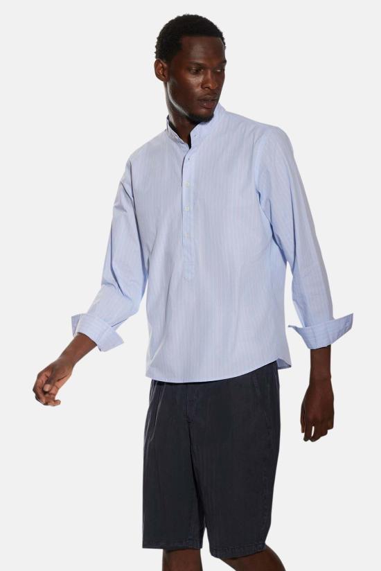  Blue&Cream 긴팔 셔츠 블루&크림 가브리 팝 오버  스카이/핑크 스트라이프 - BLUE&CREAM