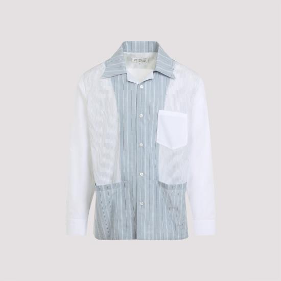 25FW 마르지엘라 긴팔 셔츠 S50DT0056 MTN074 961 WHITE STRIPED BLUE - MAISON MARGIELA