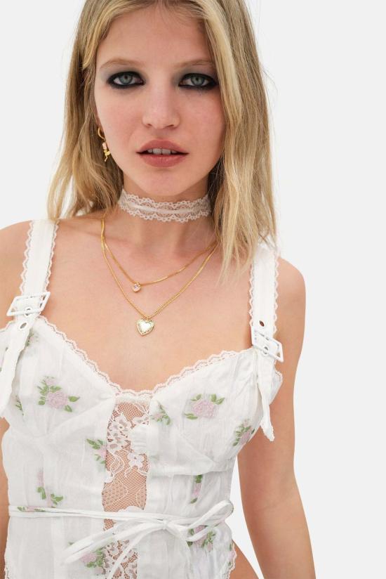  포러브앤레몬스 민소매 티셔츠 포 러브 앤 레몬스 타샤 탑 화이트 - FOR LOVE & LEMONS