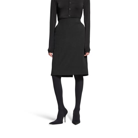 25SS 발렌시아가 미디 스커트 814083TPT24 1000 BLACK - BALENCIAGA