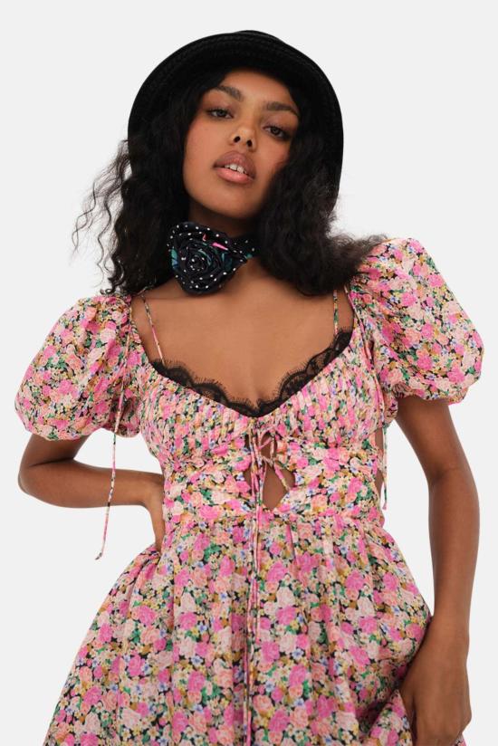  포러브앤레몬스 숏 원피스 For Love And Lemons 이사도라 미디 드레스 멀티 - FOR LOVE & LEMONS