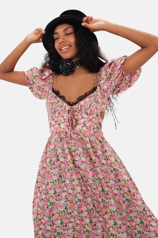  포러브앤레몬스 숏 원피스 For Love And Lemons 이사도라 미디 드레스 멀티 - FOR LOVE & LEMONS